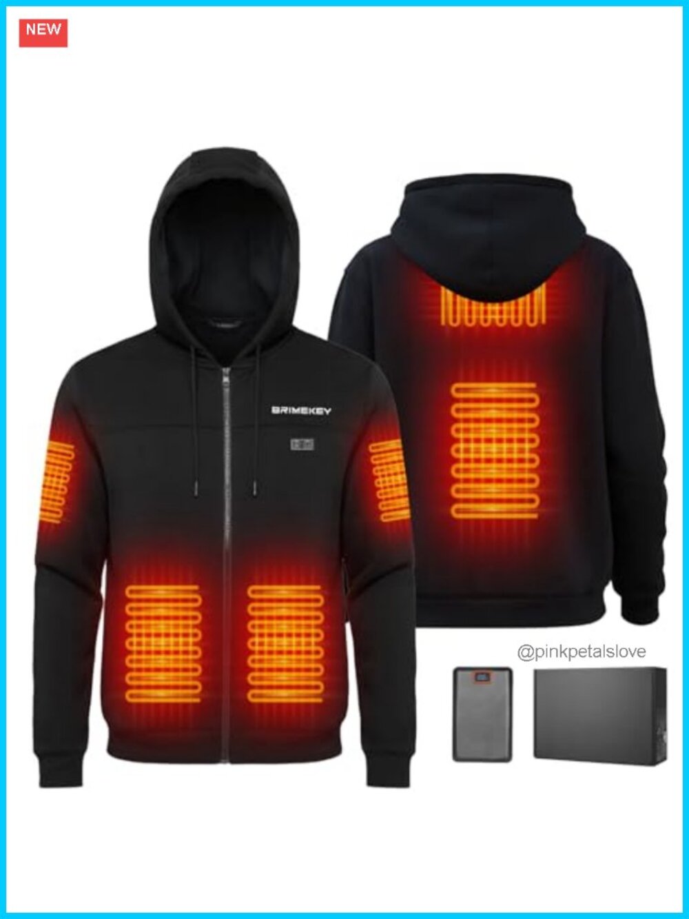 Heated Hoodie Fleece Lining 20000mAh Battery Zip Sweatshirt